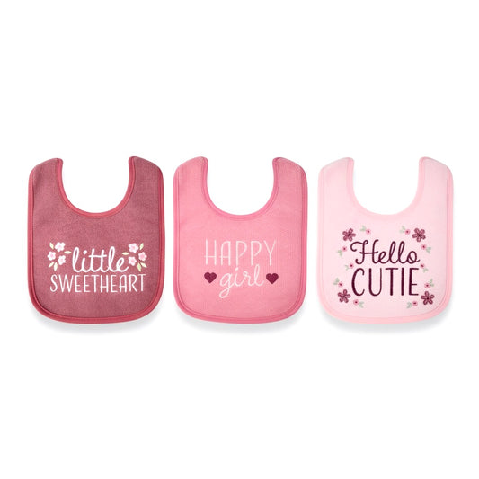 Hudson Little Sweet Heart 3 Piece terry Bib Set