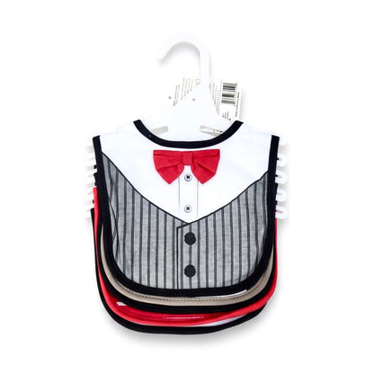 Red Bow Tuxedo 5 Piece Bib Set