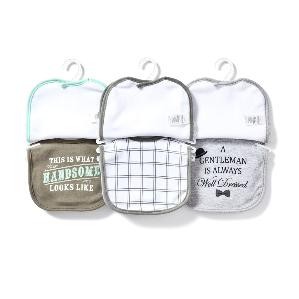 Green Bow Tuxedo 5 Piece Bib Set