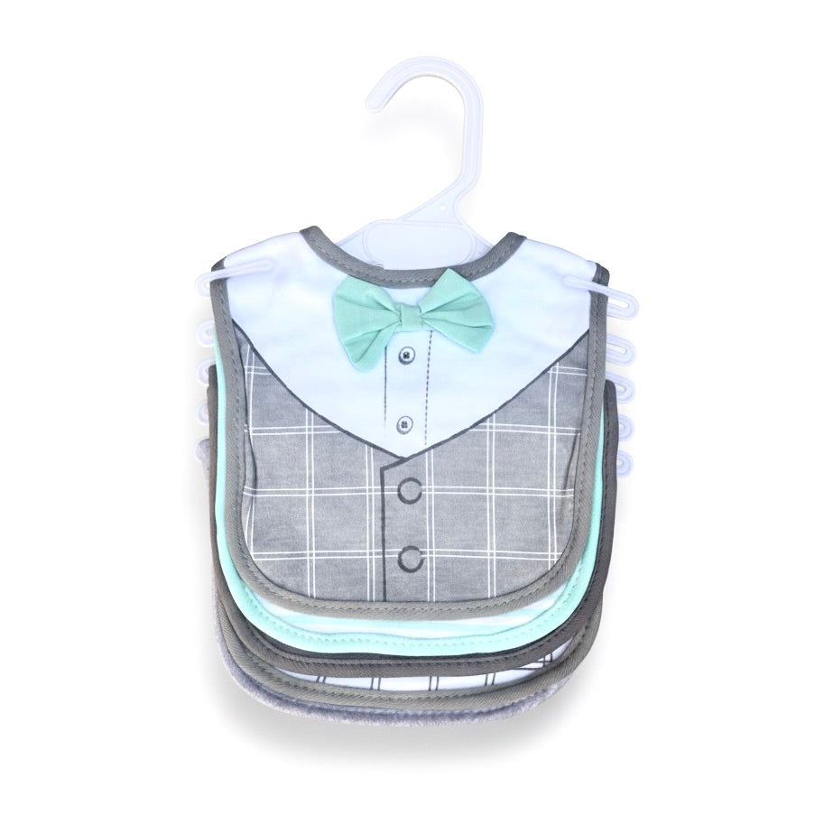Green Bow Tuxedo 5 Piece Bib Set