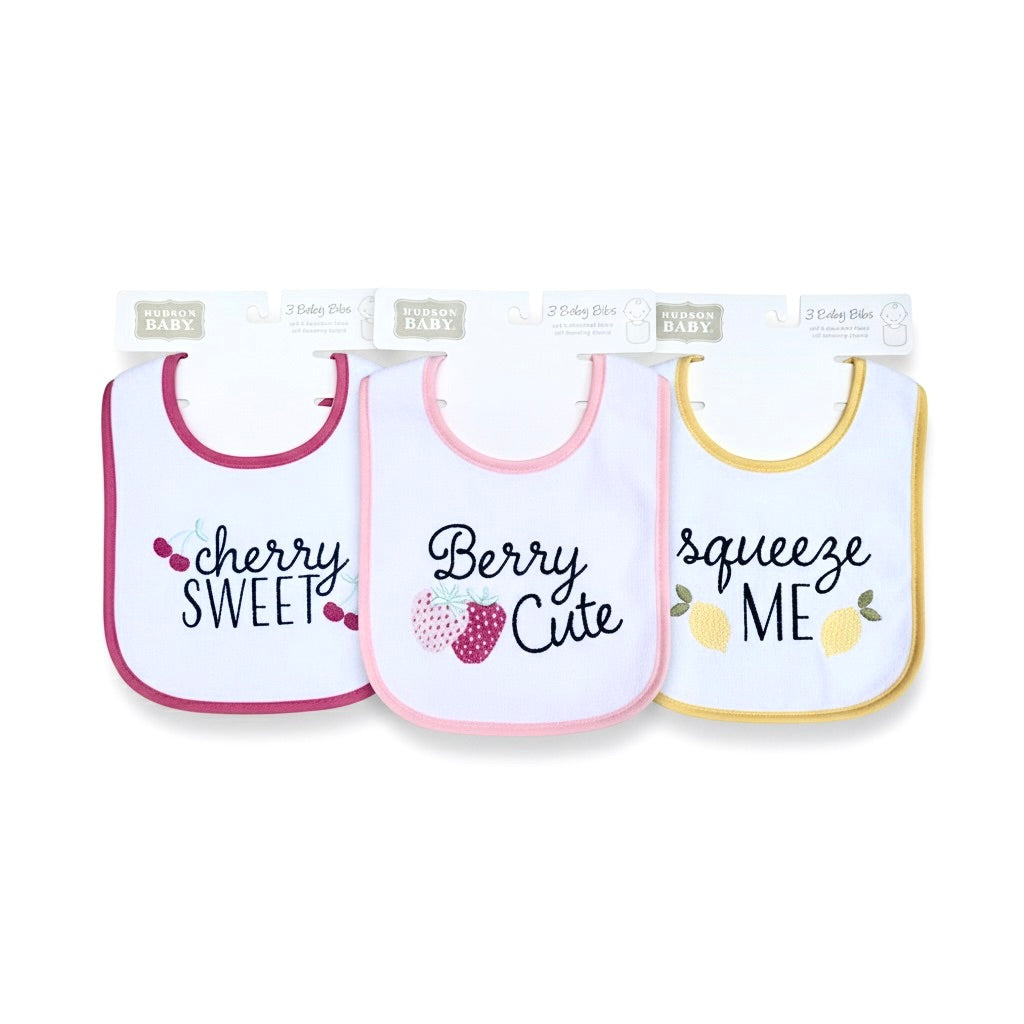 Hudson Sweet Cherry 3 Piece terry Bib Set