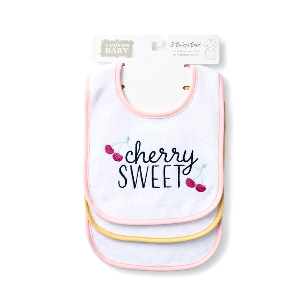 Hudson Sweet Cherry 3 Piece terry Bib Set