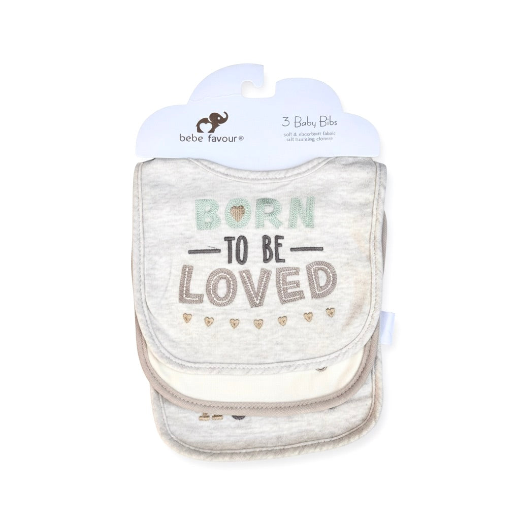 Born to Be Loved 3 Piece Bib Set