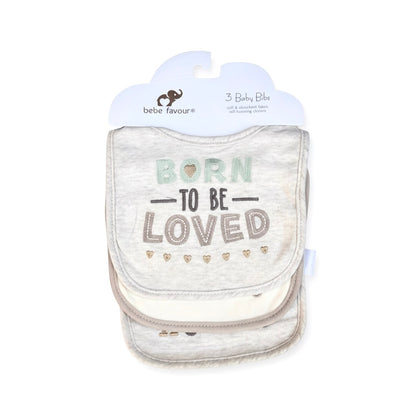 Born to Be Loved 3 Piece Bib Set