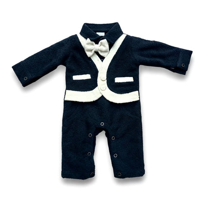 White Bow Premium Navy Romper