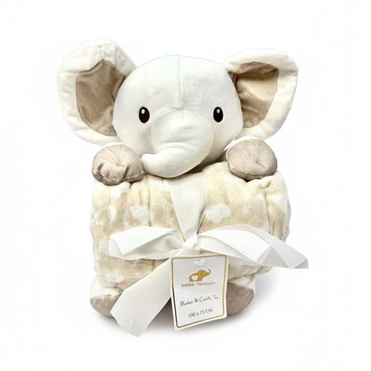 Cut Elephant Blanket With Plush Toy (PREMIUM)