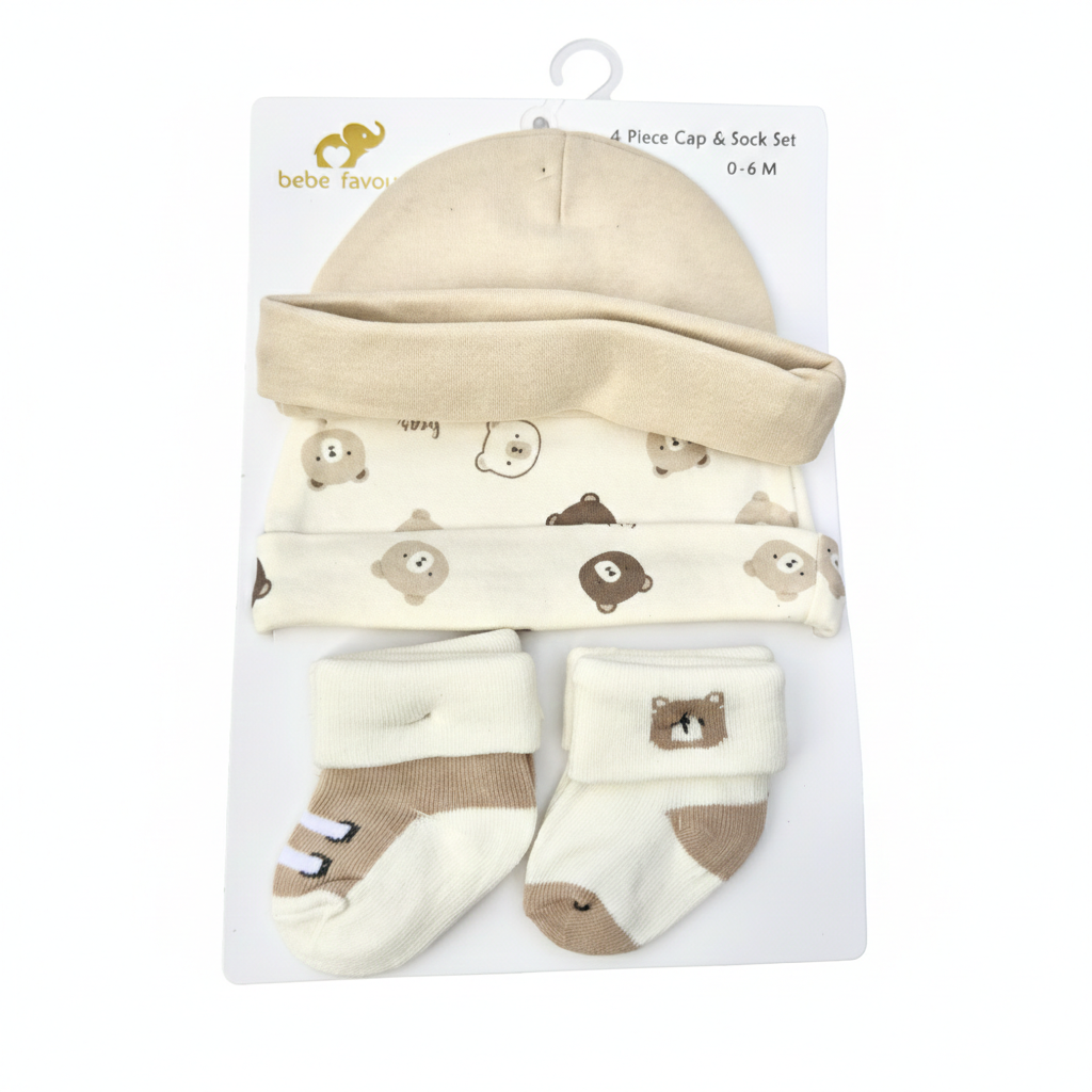 Bear 4 Piece Cap With Socks