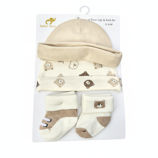 Bear 4 Piece Cap With Socks