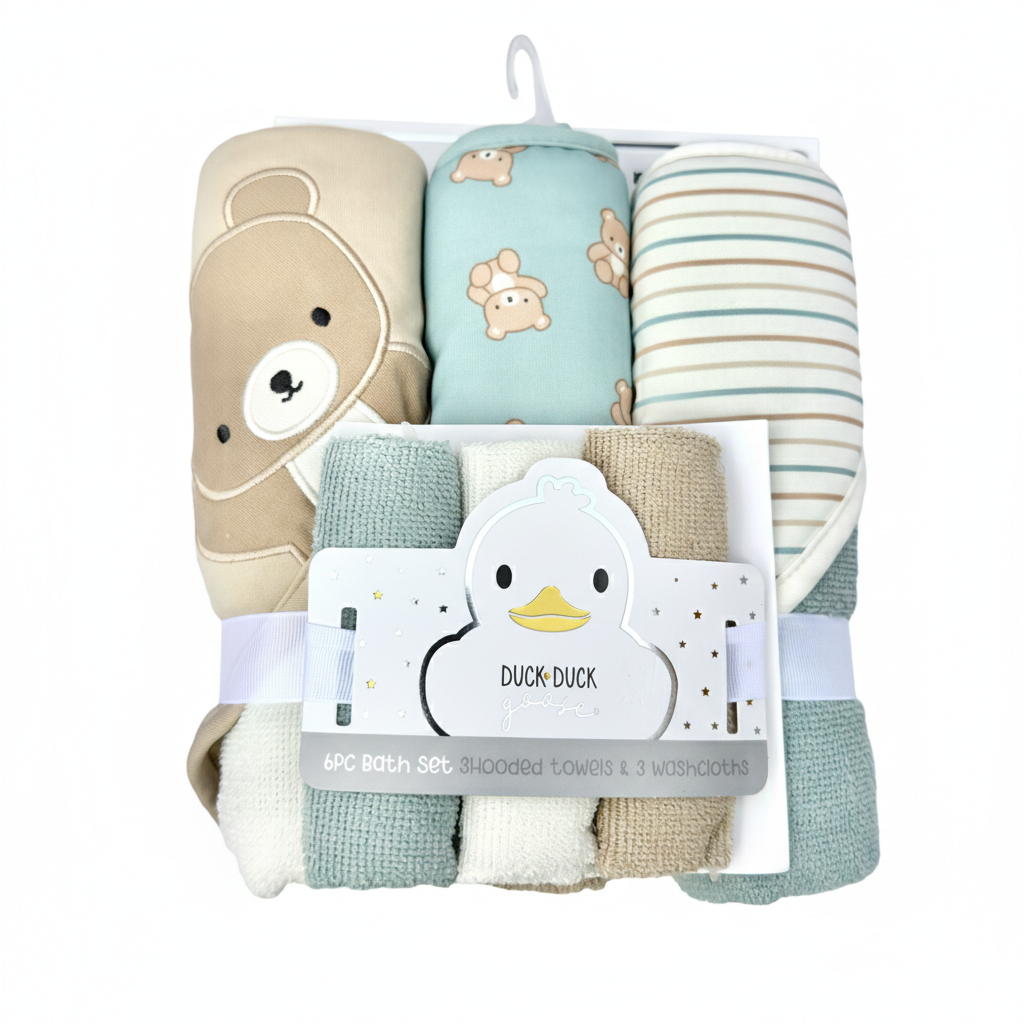 Bear 6-Piece Hooded Towel & Washcloth Set