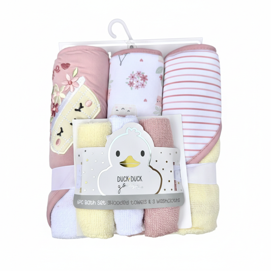 Flower Pot 6-Piece Hooded Towel & Washcloth Set