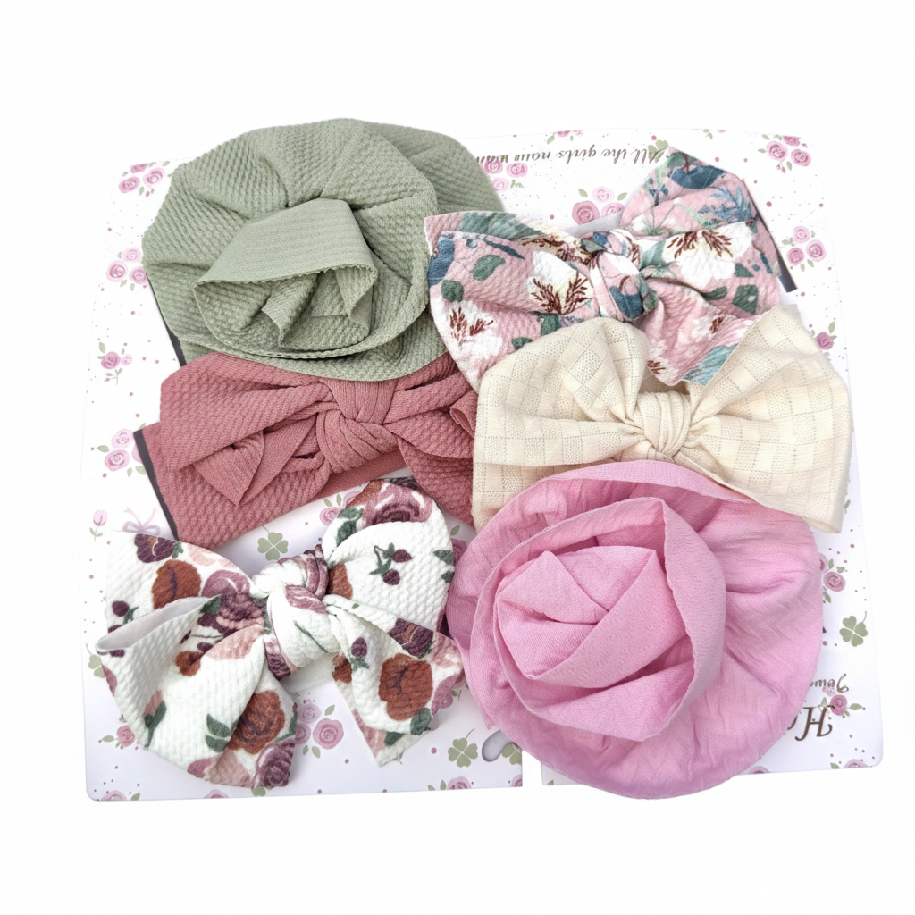 Cute Bow 6 piece Headband Set