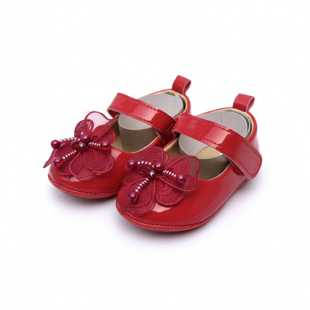 Red Flower Baby Shoes