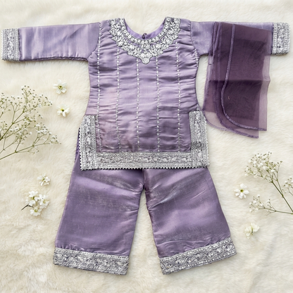 Purple Eid Girl 3 Piece Dress