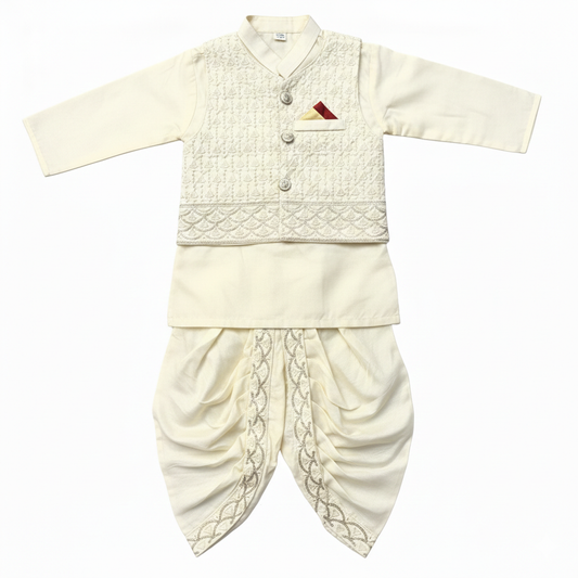 Boski Dhoti Kurta With Waistcoat