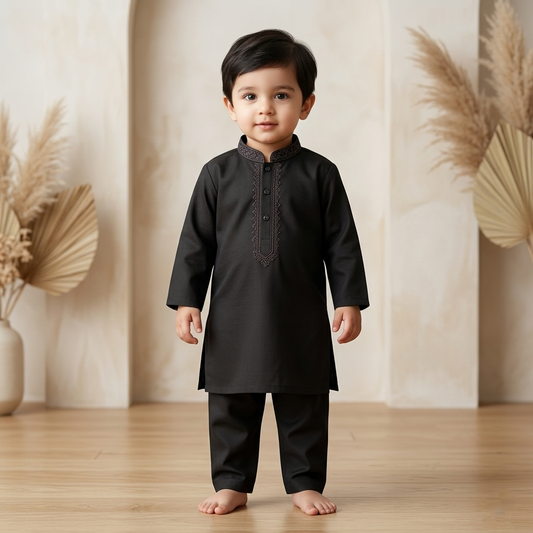 Royal Black Kurta Pajama Set