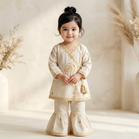 Nooré Soft Gold Angrakha Eid Wear Set