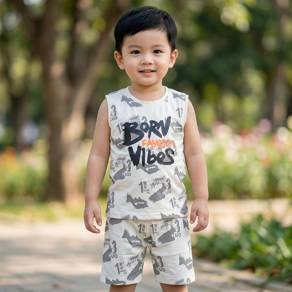 Kids Sando & Short Set Born Vibes