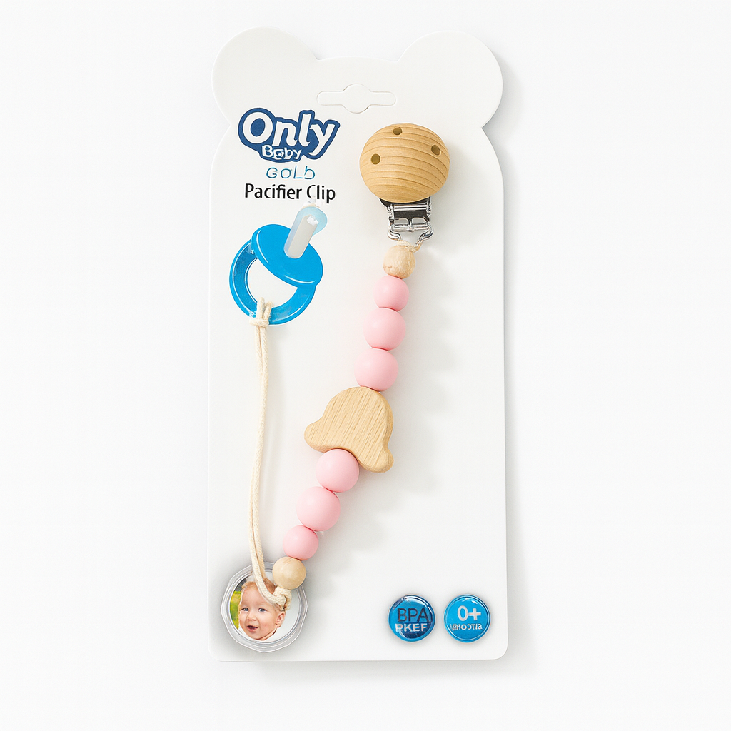 Wooded Bear With Silicone Pacifier Chain