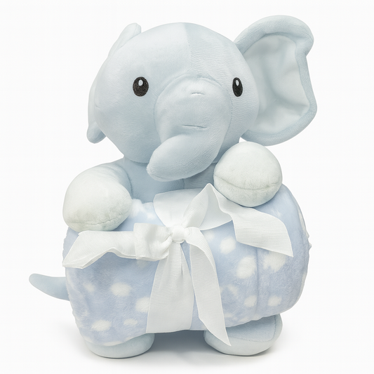Sunnozy Elephant Blanket With Plush Toy (PREMIUM)