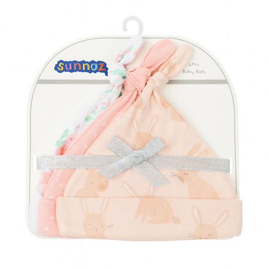 Sunnozy Pink Rabbit 3 Piece Cotton Cap