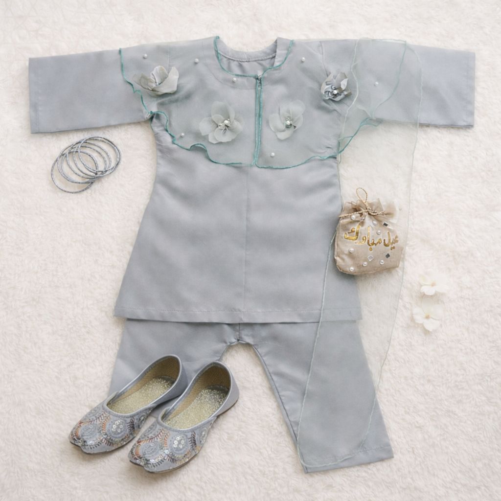 Teal Cape Dress 7 Piece Set