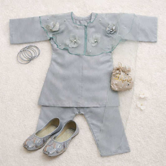 Teal Cape Dress 7 Piece Set