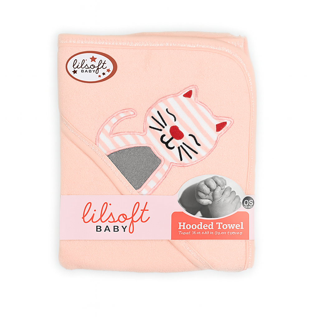 Pink Kitty LilSoft Hooded Towel